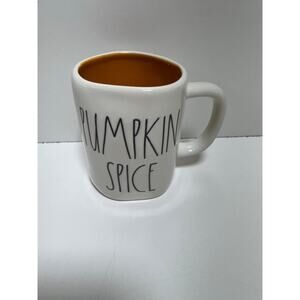 Rae Dunn Pumpkin Spice Coffee Mug Artisan White Orange Inside Fall 16 Oz
